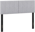 GIANTEX Linen Upholstered Headboard, Adjustable Width Button Tufted Headboard Only with Solid Wood Legs, Attach Frame, Modern Headboards for Queen Full Size Bed, Gray
