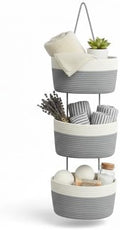 Hanging Basket, Over Door Organizer, 3 -Tier Wall Basket with Hooks
