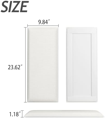 Upholstered Wall Mounted Headboard for Queen in Beige, Peel and Stick Wall Padding Panel Terry Cloth, 9 Panels Sized 9.84" x 23.62"
