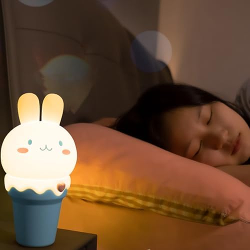 Kawaii Bunny Night Light,Tap Control and USB Rechargeable Cute Rabbit Night Lamp,Dimmable Timer 15/30min Nursery Lamp for Adults and Kids,Bedroom and Décor