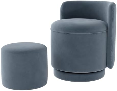 Velvet Vanity Chair with Storage 360° Swivel Accent Stool FootRest