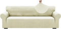 ZNSAYOTX 1 Piece Jacquard Couch Covers for 3 Cushion Couch High Stretch Sofa Cover for Pets Dogs Anti Slip Extra Large Sofa Slipcovers Furniture Protector (X-Large,New Pattern Light Beige)