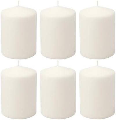 Stonebriar Unscented White Tall Pillar Candles, 35 Hour Burning Candle Pillars, Perfect for Decor, Weddings, Emergencies 3" X 4", 6 count