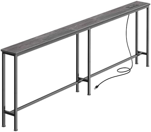 Huuger 70.8 Inch Console Table, Skinny Sofa Table with Charging Station