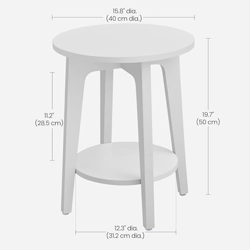 VASAGLE Round Side Table with Lower Shelf, End Table for Small Spaces