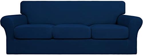 Easy-Going 4 Pieces Stretch Sofa Cover for 3 Cushion Couch Washable