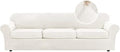 H.VERSAILTEX Modern Velvet Plush 4 Piece High Stretch Sofa Slipcover Furniture Protector Form Fit Velvet Extra Large Sofa Cover for 3 Cushion Couch Width Up to 105 Inch (XL Sofa, Porcelain White)