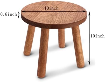 Solid Wooden Stool,Plant Stand,Step Stool,Light Walnut,10" H