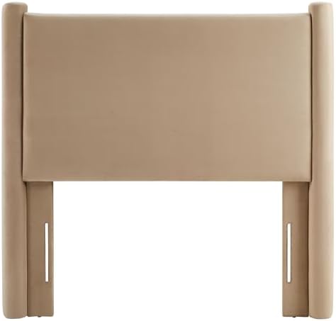 Modway Rael Twin Upholstered Headboard with Pillars in Taupe – Velvet Headboard – Stain-Resistant Performance Velvet Headboard for Twin Beds