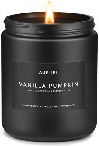Auelife Fall Candle, Vanilla Pumpkin Scented for Home, Soy Wax