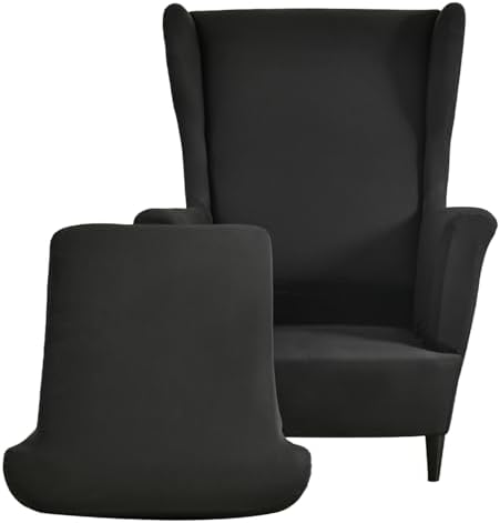 Wingback Chair Slipcover 2 Piece Stretch Armchair Cover Furniture Protector Washable Spandex Wing Back Chair Covers for Living Room
