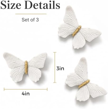 GUSFREUD 3D Butterfly Wall Decor Set – Resin Wall Decor for Living Room, Bedroom, Bathroom, Dining Room, Outdoor and Gallery Walls - Sandstone Gold - Set of 3
