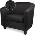 Barrel Chair Covers Slipcover, 2 Piece Black Arm Chair Cover with Chair Cushion Cover, Soft Stretch Club Chair Couch Slipcover with Arms Washable Furniture Protector for Living Room
