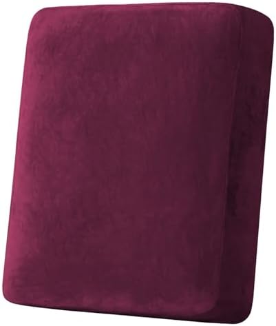 H.VERSAILTEX Velvet Stretch Couch Cushion Cover Plush Cushion Slipcover for Chair Cushion Furniture Protector Seat Cushion Sofa Cover (1 Piece Armchair Cushion Covers, Burgundy)