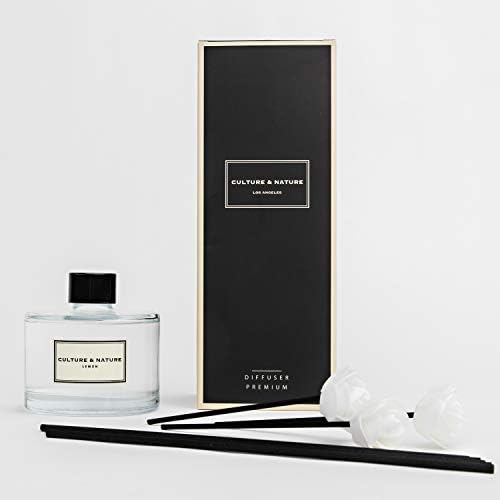 CULTURE & NATURE Reed Diffuser Set 6.7oz (200ml) Lemon Scented Diffuser with Sticks Home Fragrance Reed Diffuser for Bathroom Shelf Decor