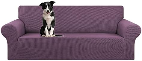 KEKUOU Stretch Oversized Couch Covers for Sofa Slipcover,Dark Purple