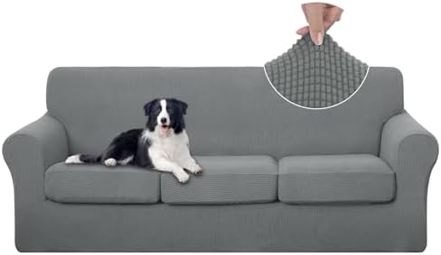 U-NICE HOME 4 Pieces Stretch Couch Cover Sofa Slipcover, Grey