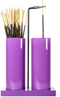 2 in 1 Incense Holder for Sticks,Glass Incense Burner Holder with Storage,Upside Down Incense Holder for Sticks with Glass Ash Catcher for Meditation Yoga Spa Room Home Decor[2 Long Full Purple]