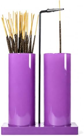2 in 1 Incense Holder for Sticks,Glass Incense Burner Holder with Storage,Upside Down Incense Holder for Sticks with Glass Ash Catcher for Meditation Yoga Spa Room Home Decor[2 Long Full Purple]