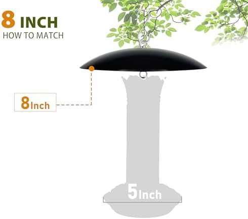 8-Inch Mini Hummingbird Feeder Rain Guard,Bird Feeder Dome Guard,Squirrel Baffle for Hanging Feeder in the Outdoors (Black), 4 Pack