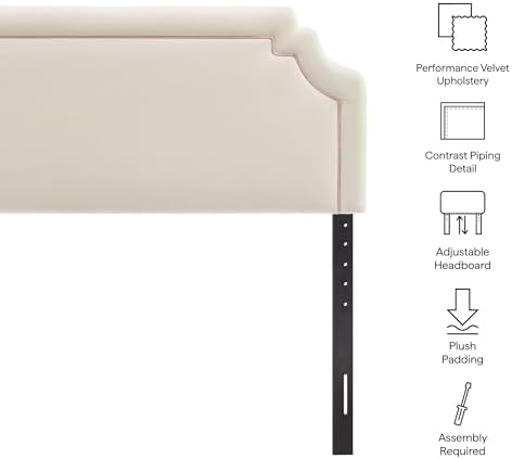 Modway Magnolia King Size Stain-Resistant Performance Velvet Headboard in Alabaster Pink - Padded Cushioned Headboard with Adjustable Mounting Positions