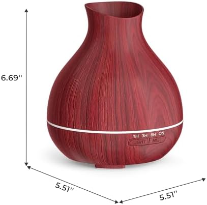 Aromatherapy Essential Oil Diffuser 550ml 12 Hours Wood Grain Aroma Diffuser with Timer Cool Mist Humidifier for Large Room, Home, Baby Bedroom, Waterless Auto Shut-off,7 Colors Lights Changing