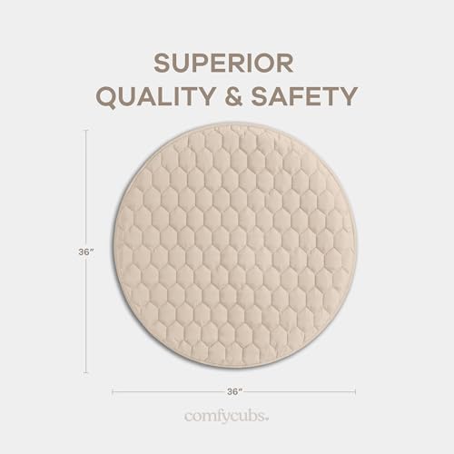 Comfy Cubs Round Kids Play Mat Small 36in Baby Floor Mat - Sand