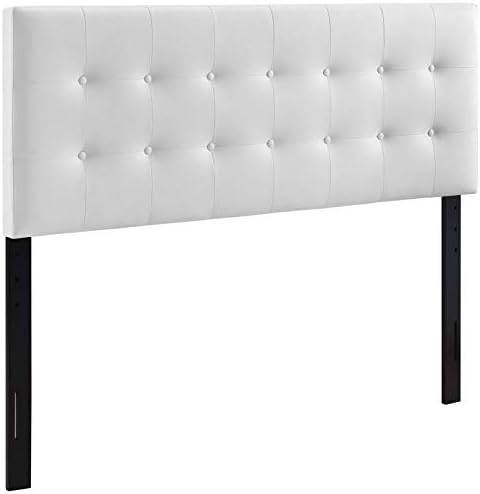 Modway Emily Tufted Button Faux Leather Upholstered King Headboard in White