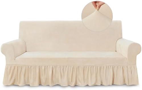 NICEEC Beige Couch Covers for Sofa Cover Universal Slipcovers with Skirt