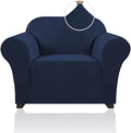 PrinceDeco Stretch Chair Cover Chair Slipcovers with Arms 1-Piece Chair Sofa Slipcovers or Living Room Non Slip Armchair Cover Furniture Protector Dogs Pet Friendly(Armchair,Navy)