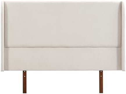 GDFStudio Ceyety King Size Wingback High Headboard, Upholstered Linen Fabric Headboard, Bamboo Wood, Easy Assembly, 48''H, Tan