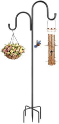 84 Inch Double Shepherds Hooks for Outdoor, Heavy Duty Bird Feeder Pole with 5 Prongs Base for Hanging Lantern, Hummingbird Feeder, Lightweight Plant, Shepherds Hook for Bird Feeders for Outside