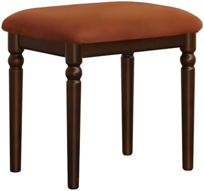 YESWOOD Small Vanity Stool Chair, Beech Wood American Vintage Style Makeup Chair, Footstool for Bedroom, Dining Room, Entryway, Walnut