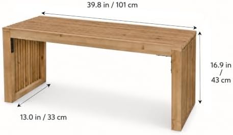 SwallowLiving Solid Wood Slatted Bench 40" Farmhouse Entryway Seat