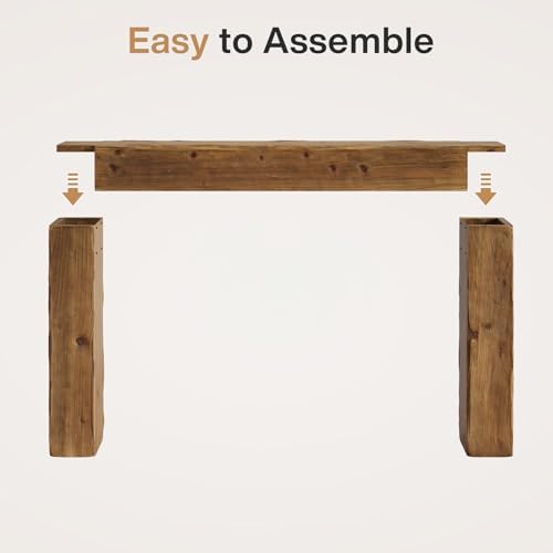 Solid Wood Console Table, 63-Inch Farmhouse Sofa Table Behind Couch for Entryway, Living Room, Foyer, Easy Assembly (Rustic Brown)