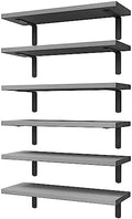 WOPITUES Floating Shelves Set of 6 for Wall Decor & Storage, Grey