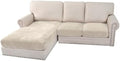 H.VERSAILTEX Velvet Stretch Sectional Couch Covers 3 Pieces Sofa Seat Cushion Covers L Shape Separate Cushion Couch Cover for Both Left/Right Sectional Couch (Large Sofa 2 Seater + 1 Chaise, Ivory)