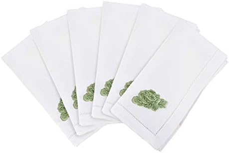 Handmade Cabbage Embroidery Napkin with Hemstitched Border (Set of 6)