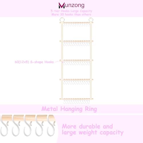 Munzong Headband Holder 52x17 inch, Beige Bow Organizer for Baby Girls