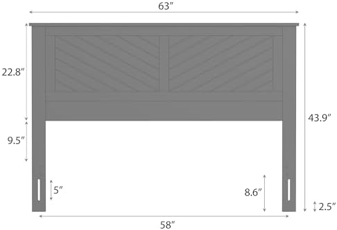 ComfIQ Serene Wood Panel Headboard with Chevron Scoring, Queen, Walnut
