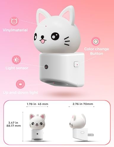 L LOHAS LED Night Light for Kids, 3D Cat Night Light Plug in