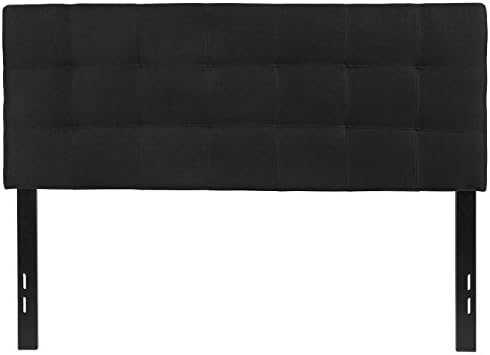BizChair Quilted Tufted Upholstered Full Size Headboard in Black Fabric