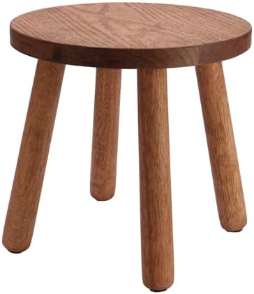 Solid Wooden Stool,Plant Stand,Step Stool,Light Walnut,15.8" H