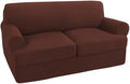 Turquoize 3 Piece T Cushion Loveseat Slipcovers Sofa Cover for 2 Cushion Couch Cover Washable Sofa Slipcover Furniture Covers with 2 Individual T Cushion Seat Covers (2 Cushion Loveseat, Burnt Brick)