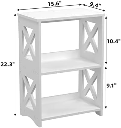 3-Tiers Side Table, Narrow End Table, Minimalist Bedside Tables Nightstand.