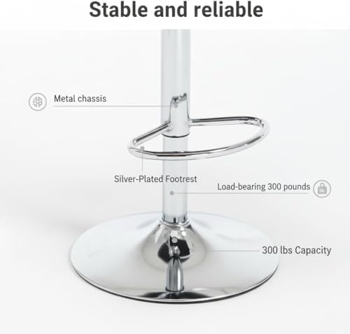 Set of 2 Adjustable Swivel Bar Stools, Velvet Upholstered Counter Height Chairs with Nailhead Trim, Silver Footrest, and High Back for Kitchen Island, Home Bar, Dining Room, Cafe,Blue