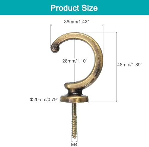 uxcell 4Pcs Curtain Holdback, Aluminum Alloy Wall Mounted Curtain Holders Drapery Tieback Hooks for Living Room Bedroom Office (Bronze)