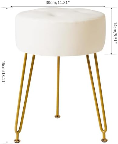 IBUYKE Makeup Vanity Stool, Faux Leather Round Footrest Chair, White LG-31W