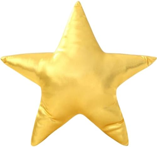 Golden Star Decorative Throw Pillow, Adorable Star Accent Cushion for Bed Couch Sofa, Waist Cushion for Car Seat Back Support, Photography Prop and Home Decor