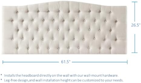 24KF Upholstered Tufted Button Wall Mounted Linen Headboard,Comfortable Fashional Headboard Queen/Full Size,6055-Q-Ivory